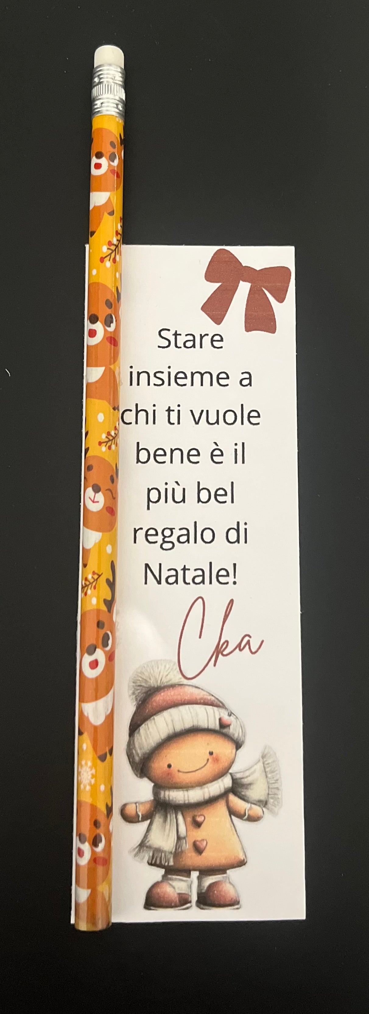 Segnaposti personalizzati con matita natalizia