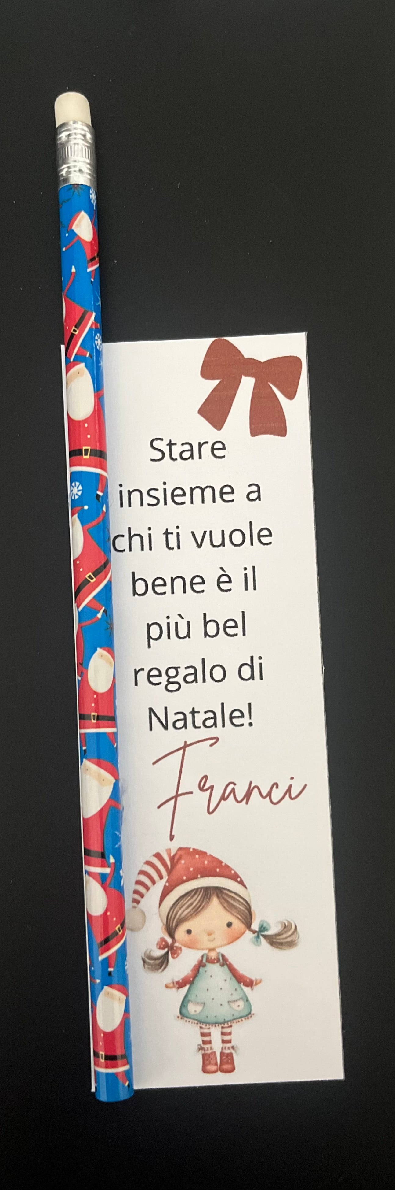 Segnaposti personalizzati con matita natalizia