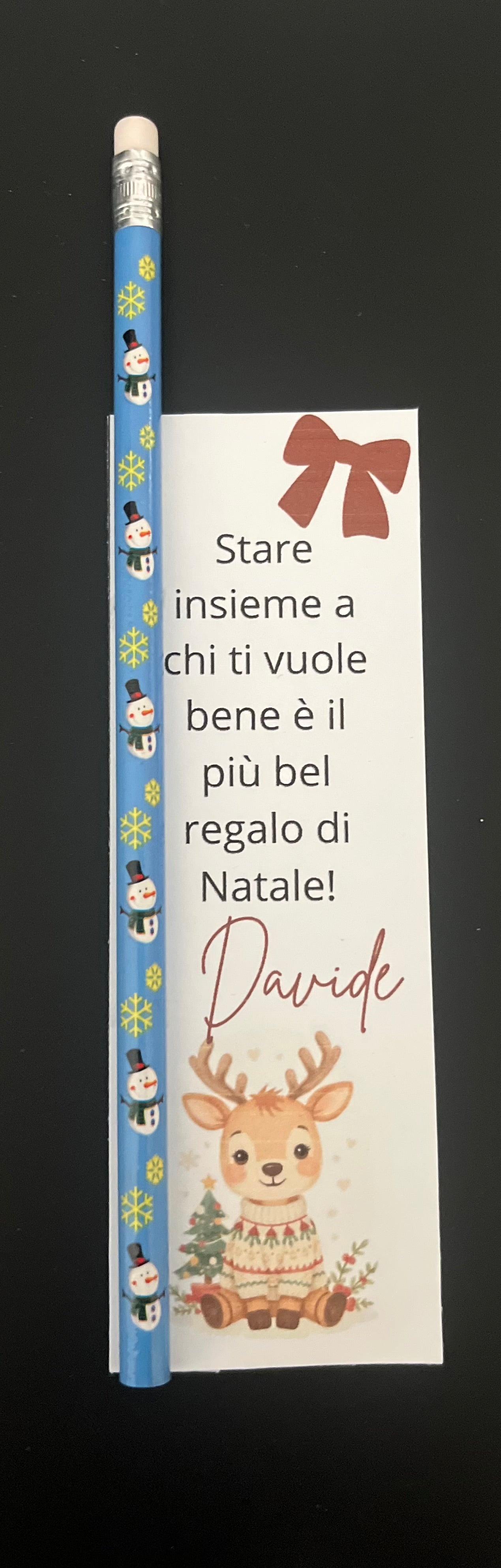 Segnaposti personalizzati con matita natalizia