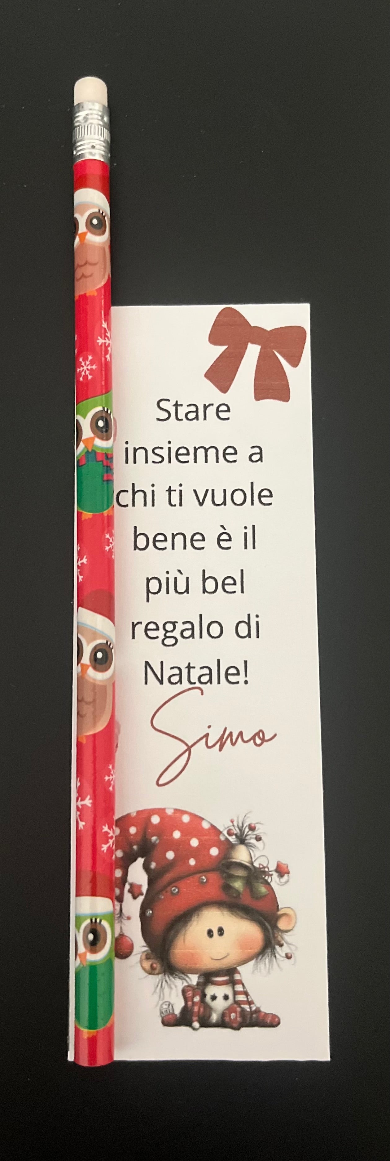 Segnaposti personalizzati con matita natalizia