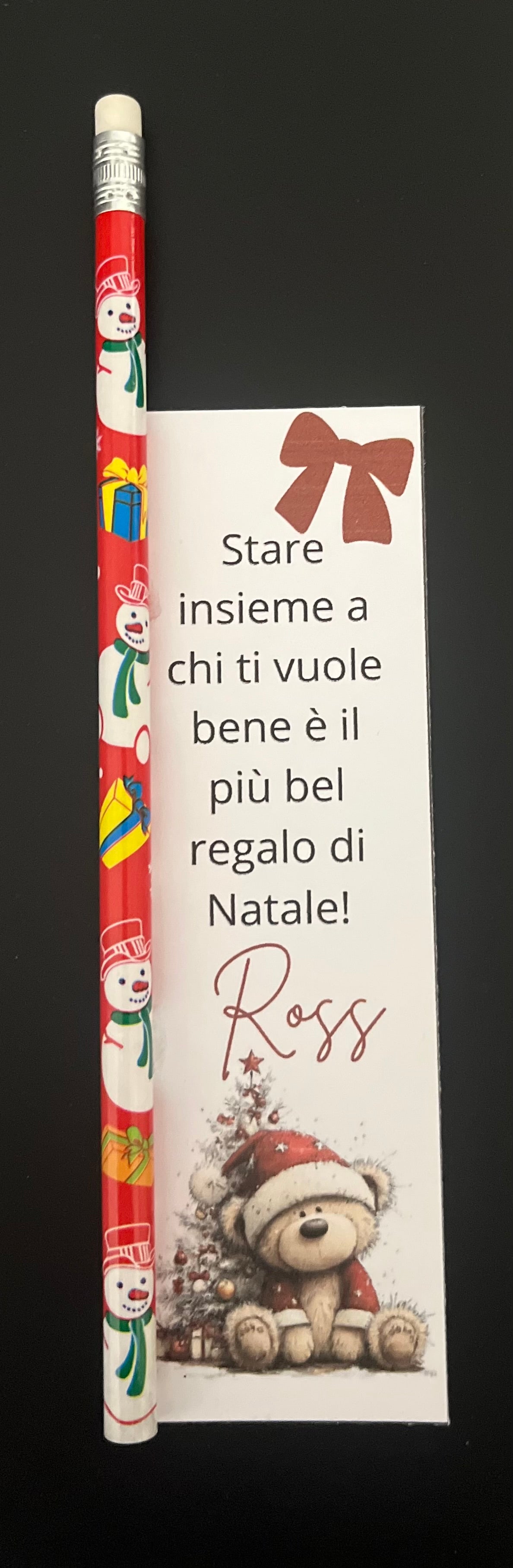 Segnaposti personalizzati con matita natalizia
