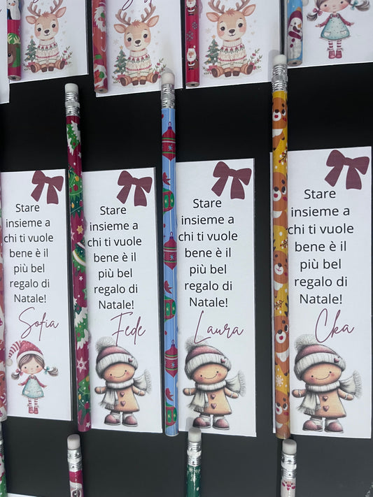 Segnaposti personalizzati con matita natalizia
